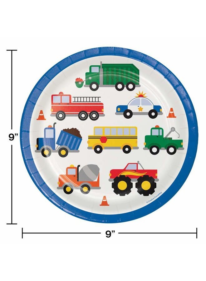 CREATIVE CONVERTING Traffic Jam Birthday Lunch Napkins & Plates Party Kit for 16 Guests - Image 2